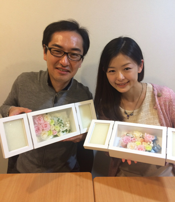 結婚式　ご両親へのプレゼント　フォトフレーム手作りレッスン　タマキさまの作品